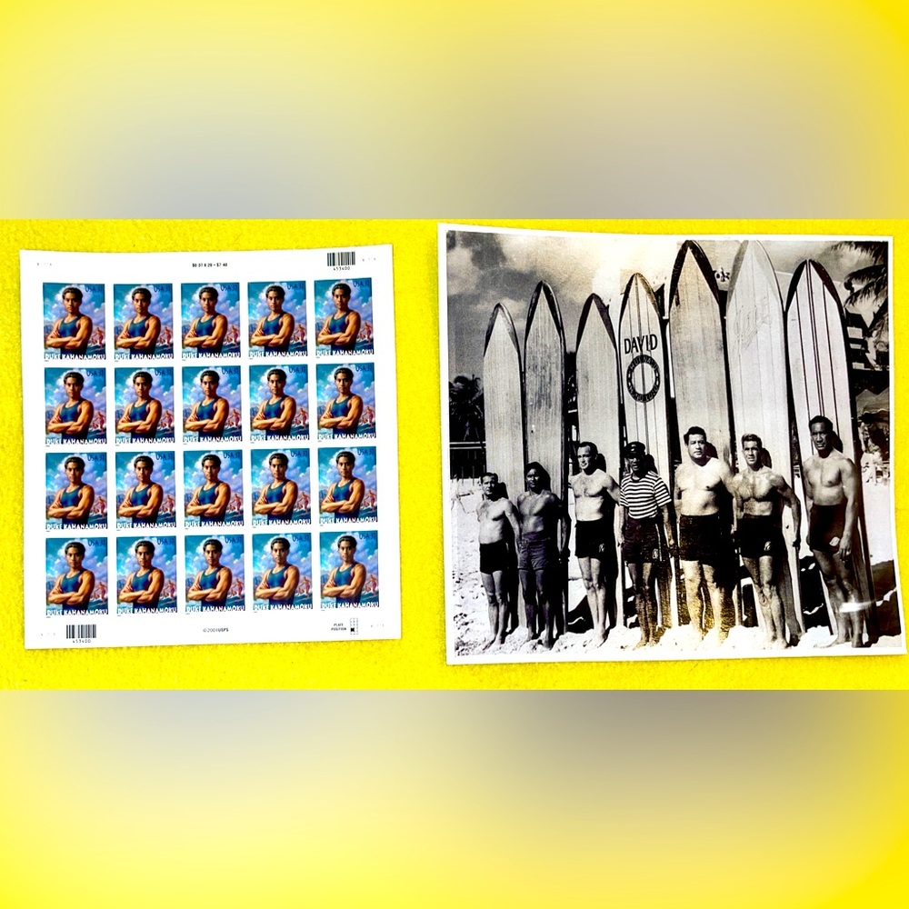 2002 DUKE KAHANAMOKU USPS Stamp Sheet - $.37 - Full Sheet - Plus BW Picture